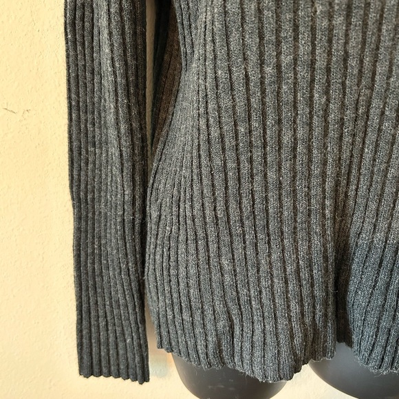 Zara Dark Grey Wool Blend Ribbed Knit Women's Sweater | Size Medium - Picture 2 of 8